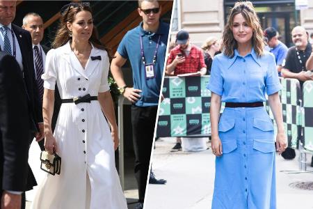 Herzogin Kate (l.) und Schauspielerin Rose Byrne setzen auf luftige Hemdblusenkleider Herzogin Kate (l.) und Schauspielerin Rose Byrne setzen auf luftige Hemdblusenkleider