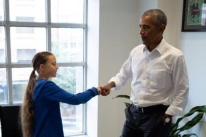 Harmonisches Treffen von Greta Thunberg und Barack Obama