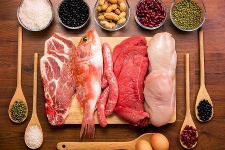 Bohnen, Erdnüsse, Fisch und mageres Fleisch sind hervorragende Proteinlieferanten Bohnen, Erdnüsse, Fisch und mageres Fleisch sind hervorragende Proteinlieferanten