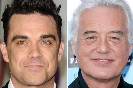 Will sich endlich mit Jimmy Page vertragen: Robbie Williams (li.) Will sich endlich mit Jimmy Page vertragen: Robbie Williams (li.)