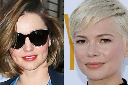 Miranda Kerr und Michelle Williams haben beide ein eher rundes Gesicht - und die perfekte Frisur dazu Miranda Kerr und Michelle Williams haben beide ein eher rundes Gesicht - und die perfekte Frisur dazu