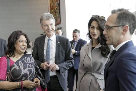 Bundesaussenminister Heiko Maas und Rechtsanwaeltin Amal Clooney nach der Debatte des UN Sicherheitsrats zum Thema Sexuelle ... Bundesaussenminister Heiko Maas und Rechtsanwaeltin Amal Clooney nach der Debatte des UN Sicherheitsrats zum Thema Sexuelle ...