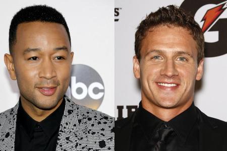 John Legend (l.) hat sich Ryan Lochte als Schwimmlehrer geangelt John Legend (l.) hat sich Ryan Lochte als Schwimmlehrer geangelt