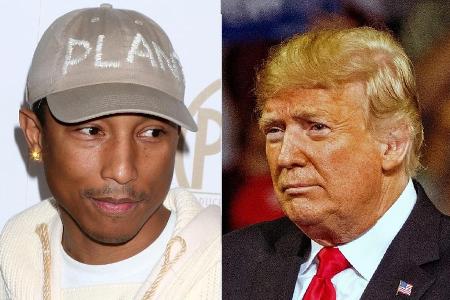 Pharrell Williams (l.) ist überhaupt nicht gut auf Präsident Donald Trump zu sprechen Pharrell Williams (l.) ist überhaupt nicht gut auf Präsident Donald Trump zu sprechen