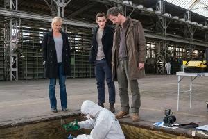 "Tatort: Tod und Spiele": Kommissar Faber (Jörg Hartmann, r.) und sein Team am Tatort