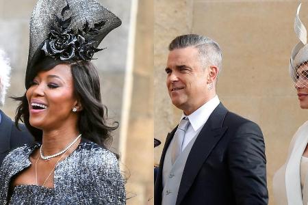 Naomi Campbell (v.l.), Robbie Williams und Ehefrau Ayda Field sind unter den Hochzeitsgästen Naomi Campbell (v.l.), Robbie Williams und Ehefrau Ayda Field sind unter den Hochzeitsgästen