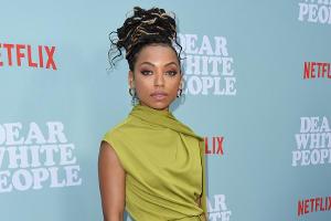 Schauspielerin Logan Browning verzauberte in Los Angeles in einer olivgrünen Abendrobe
