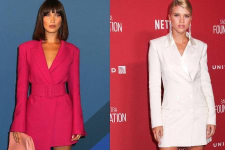 Ob in Knallpink oder Weiß: Dass Blazerkleider immer elegant und feminin wirken, beweisen Bella Hadid (l.) und Sofia Richie