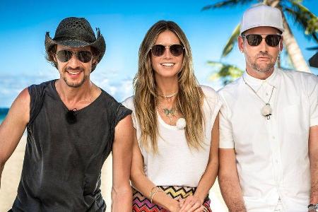 Heidi Klum mit ihren Co-Juroren Thomas Hayo (l.) und Michael Michalsky Heidi Klum mit ihren Co-Juroren Thomas Hayo (l.) und Michael Michalsky
