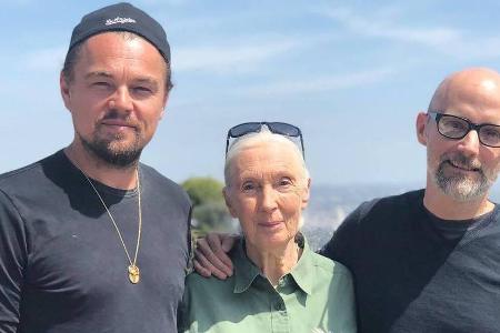 Ein Trio für den Umweltschutz: Leonardo DiCaprio (v.l.), Dr. Jane Goodall und Moby Ein Trio für den Umweltschutz: Leonardo DiCaprio (v.l.), Dr. Jane Goodall und Moby