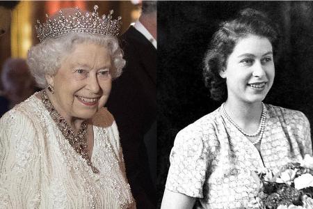 Queen Elizabeth II. am 19. April 2018 in London (l.) und im Juli 1946 im Alter von 20 Jahren Queen Elizabeth II. am 19. April 2018 in London (l.) und im Juli 1946 im Alter von 20 Jahren