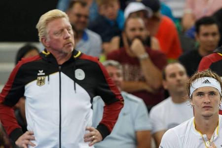 Boris Becker (l.) mit dem derzeit besten deutschen Tennis-Spieler Alexander Boris Becker (l.) mit dem derzeit besten deutschen Tennis-Spieler Alexander