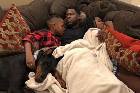 Kevin Hart mit seinen Kindern Hendrix und Heaven Kevin Hart mit seinen Kindern Hendrix und Heaven