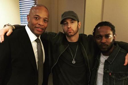 Drei Rapper unter sich: Dr. Dre, Eminem und Kendrick Lamar (v.l.) Drei Rapper unter sich: Dr. Dre, Eminem und Kendrick Lamar (v.l.)