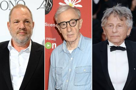 Unter anderem Harvey Weinstein, Roman Polanski und Woody Allen (v.l.n.r.) sorgten für Sex-Skandale in Hollywood Unter anderem Harvey Weinstein, Roman Polanski und Woody Allen (v.l.n.r.) sorgten für Sex-Skandale in Hollywood