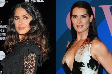 Salma Hayek (l.) und Brooke Shields mussten einst Donald Trump abwimmeln Salma Hayek (l.) und Brooke Shields mussten einst Donald Trump abwimmeln