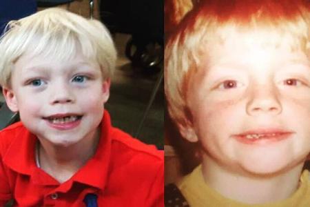 Links lacht Amadeus Benedict Edley Luis, rechts sein Papa, der junge Boris Becker Links lacht Amadeus Benedict Edley Luis, rechts sein Papa, der junge Boris Becker
