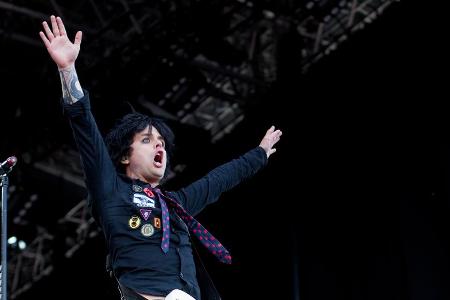 Billie Joe Armstrong von Green Day auf der Konzertbühne in Madrid Billie Joe Armstrong von Green Day auf der Konzertbühne in Madrid