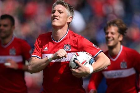 Bastian Schweinsteiger bejubelt einen Treffer im Trikot von Chicago Bastian Schweinsteiger bejubelt einen Treffer im Trikot von Chicago