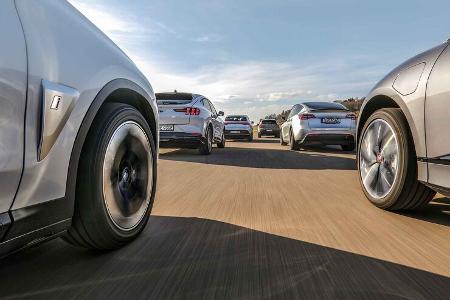 BMW IX3, Ford Mustang Mach-E, Jaguar I-Pace, Mercedes EQC 400, Tesla Model Y, Volvo XC40 Recharge