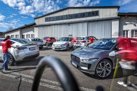 BMW IX3, Ford Mustang Mach-E, Jaguar I-Pace, Mercedes EQC 400, Tesla Model Y, Volvo XC40 Recharge