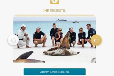 Anhand von Reiseszenen kann der Nutzer seine Suche eingrenzen
