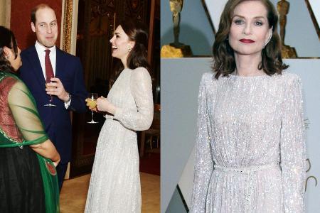 Herzogin Kate trug bei einem Empfang anlässlich des britisch-indischen Kulturjahres ein ähnliches Kleid wie Isabelle Huppert... Herzogin Kate trug bei einem Empfang anlässlich des britisch-indischen Kulturjahres ein ähnliches Kleid wie Isabelle Huppert...