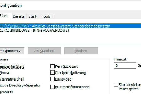 Über die Systemkonfiguration von Windows lässt sich die Art des abgesicherten Modus festlegen.