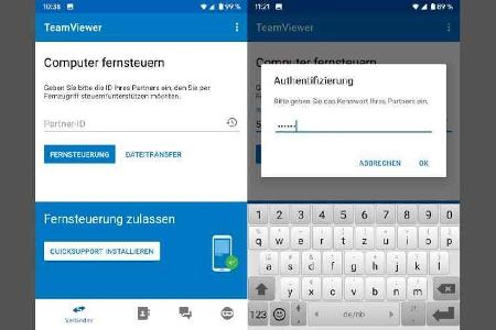 In der TeamViewer-App geben Sie die Partner- ID des Host- PCs ein, tippen auf „Fernsteuerung“ und authentifizieren sich mit ...