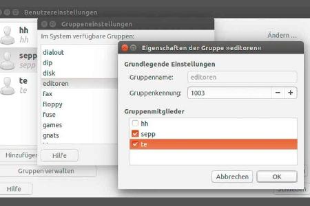 Benutzer und Gruppen lassen sich mit gnome-system-tools verwalten.