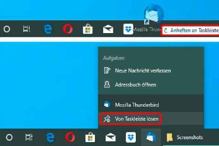 Auch den Schnellstartbereich in der Mitte der Taskleiste können Sie fast nach Belieben anpassen.