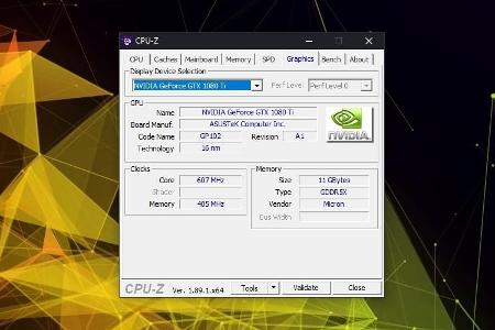 Die Grafikkarten-Informationen Hardware-Analyse-Tool CPU-Z