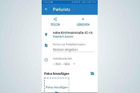 Parkplätze lassen sich in der Google-Maps-App ganz einfach abspeichern.