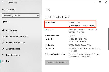Über die Windows-Einstellungen geben Sie Ihrem Computer einen aussagekräftigen Namen, um ihn im Netzwerk besser identifizier...