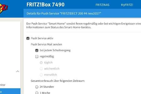 Aktivieren des Push-Service in der Fritzbox.