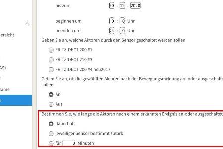 Indem man den Wert 1 Minute einträgt, kann der Bewegungsmelder nach einer Minute wieder eine Pushmail auslösen.