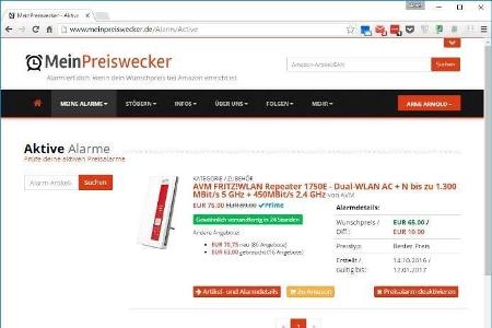 Für Käufer, die bevorzugt bei Amazon shoppen ist die Seite Meinpreiswecker interessant. Per Mail wird man über zuvor festgel...