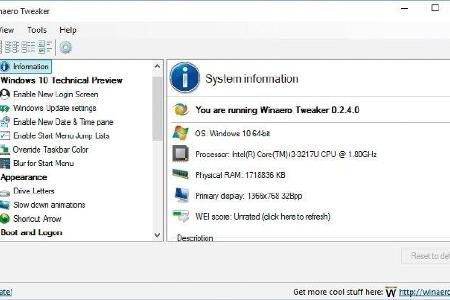 Winaero Tweaker - Winaero Tweaker ist eine Kombination aus verschiedenen Tools und Einstellungsmöglichkeiten in sechs Hauptk...