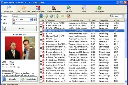 Der Free FLV Converter konvertiert Ihnen Videos von Videoportalen in Formate, die Sie auf vielen Abspielgeräten verwenden kö...