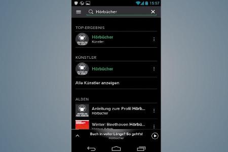 Spotify bietet neben seinem regulären Angebot auch zahlreiche Hörbücher, die in der werbefinanzierten Version aber nur im Sh...