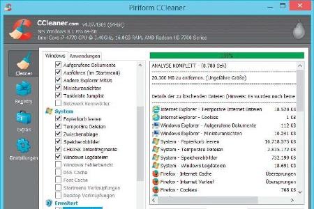 Der Ccleaner säubert den PC und die Registry kostenlos. Hierdurch können Sie Windows wieder flott machen.