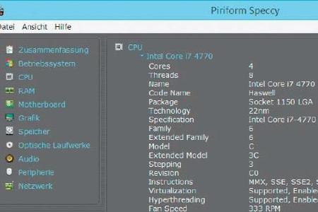 Das Gratis-Tool Speccy macht bei der PC-Analyse genauere Angaben als Windows dies tun kann.