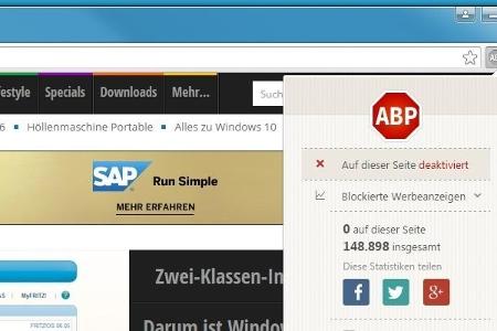 Ausnahmen unter AdBlock können Sie auch in Chrome anpassen