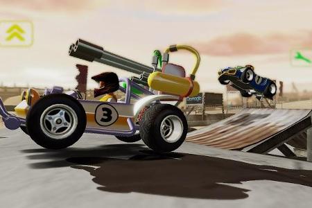 SKiD Racer: Bei diesem Autorennspiel ist der Einsatz von Waffen und Tricks nicht nur erlaubt, sondern erforderlich.