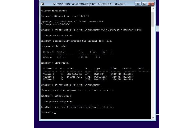 Während der Installation erstellen Sie die virtuelle Festplatte für Windows 10.
