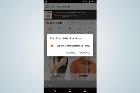 Eine Homescreen-Verknüpfung ermöglicht einen schnellen Zugriff auf die Lieblings-Internetseiten.