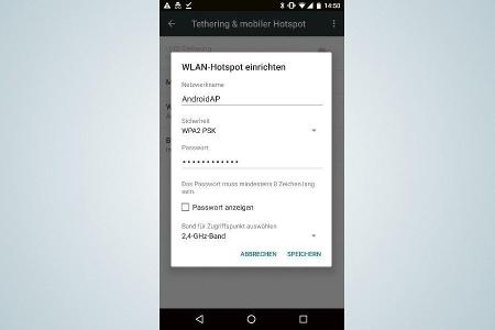Über die Einstellungen lässt sich das Handy als mobiler Hotspot konfigurieren. Allerdings wird damit das Datenvolumen beansp...