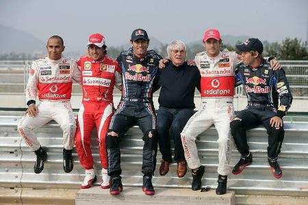 Hamilton - Alonso - Webber - Ecclestone - Button - Vettel - GP Korea 2010