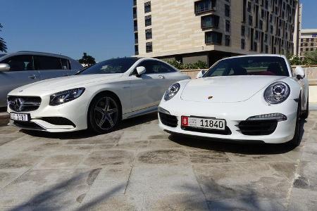 Porsche 911 & Mercedes AMG S63 Coupé - F1 Abu Dhabi 2014 - Carspotting