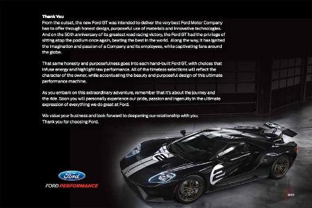 Ford GT Besitzerbroschüre
